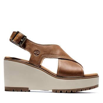 Timberland Női Koralyn Cross-Band Wedge Szandál Barna